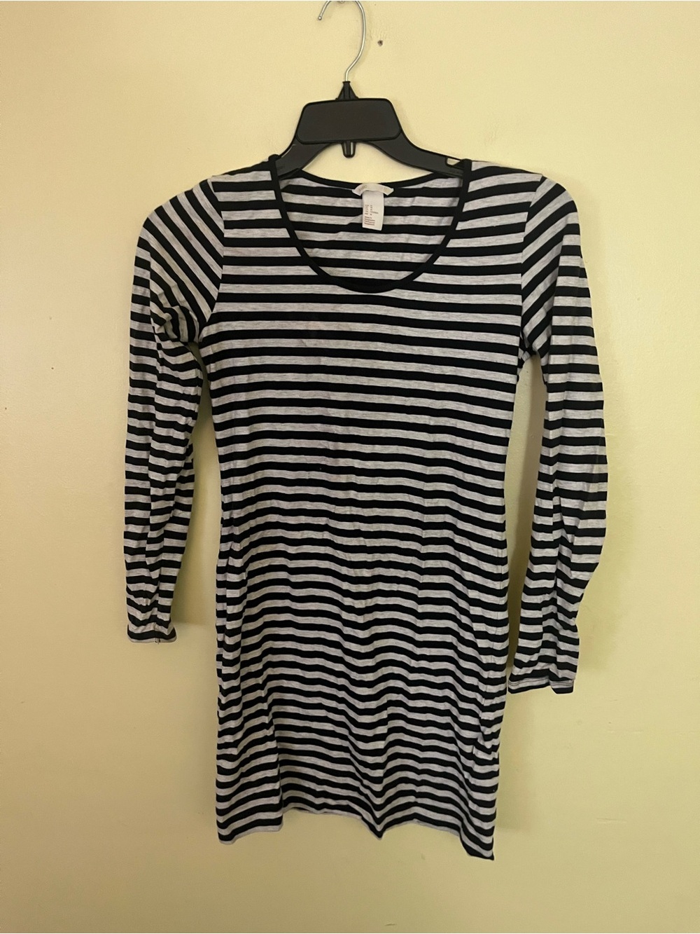 H&M Women's Black and White Striped Long Sleeve Dress size medium